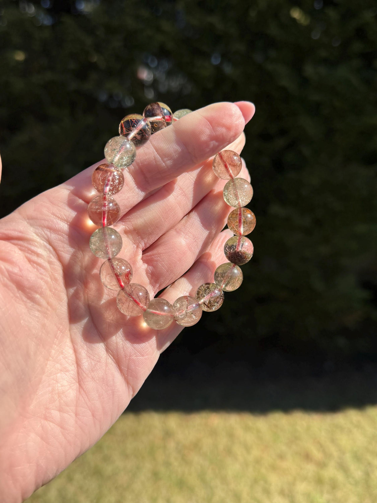 garden quartz crystal bracelet, chlorite included bracelet