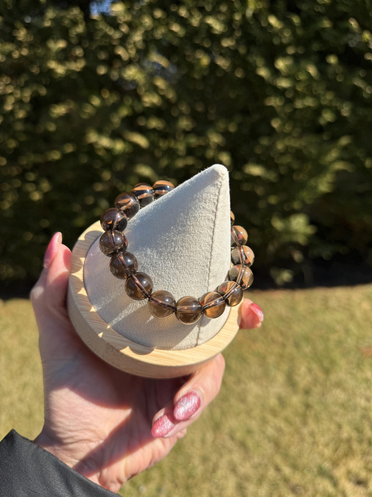 Smoky Quartz Beaded Bracelet • 12mm Natural Crystal • Grounding Stone • Healing Bracelet • Protection Jewelry