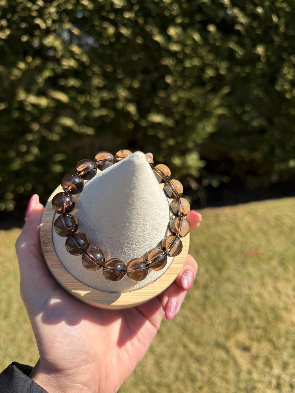 Smoky Quartz Beaded Bracelet • 12mm Natural Crystal • Grounding Stone • Healing Bracelet • Protection Jewelry