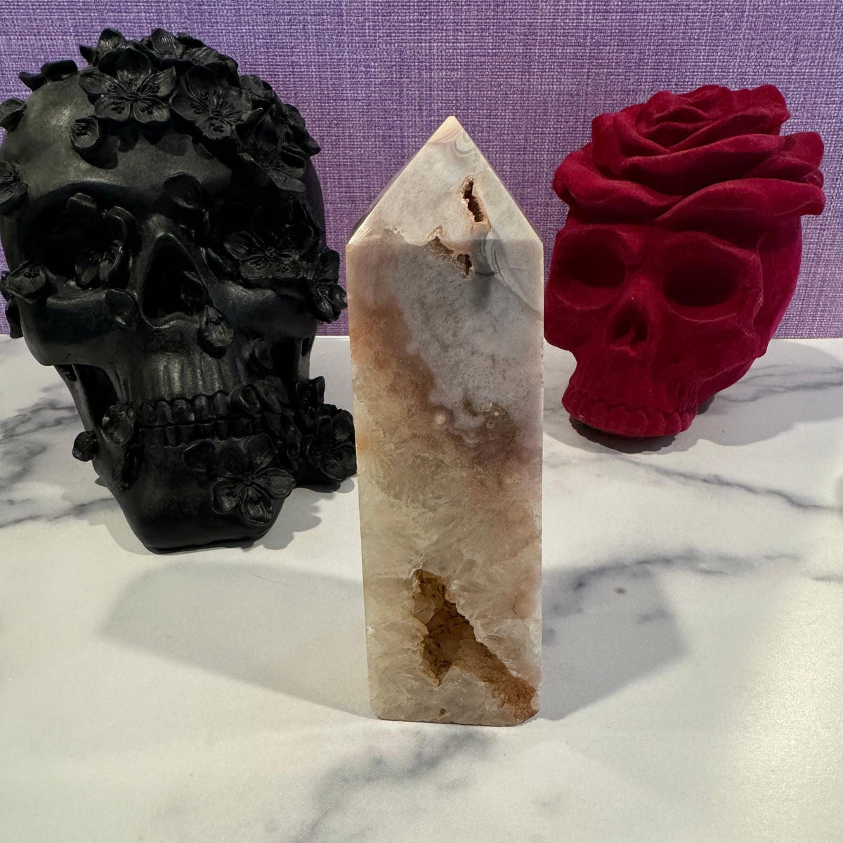 Pink Amethyst Flower Agate Druzy Large Crystal Tower, Healing Crystal Point, Spiritual Decor, Unique Crystal Gift, Amethyst Point, Spiritual