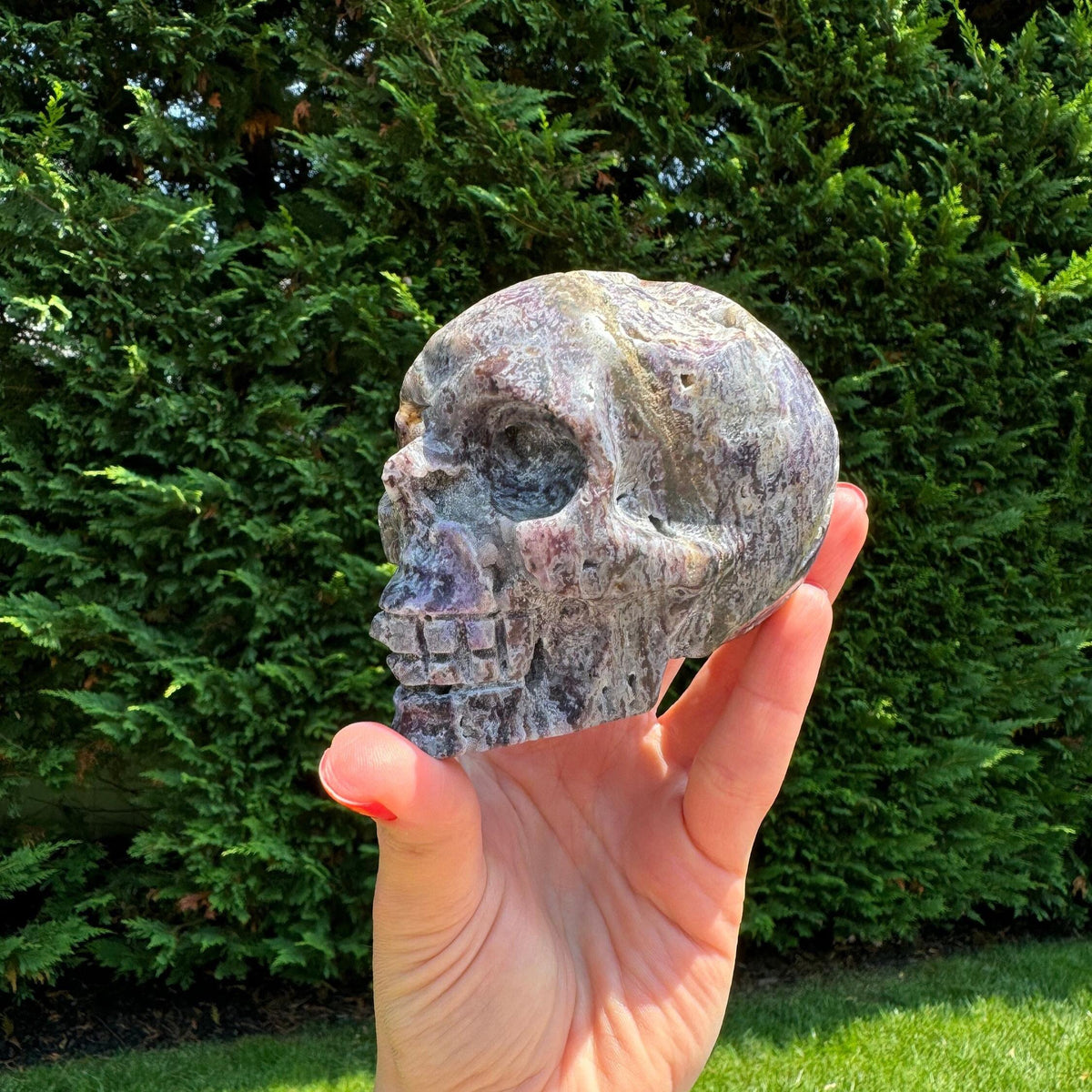 Purple Sphalerite Druzy Crystal Hand Carved Skull, Healing Energy Stone, Spiritual Decor, Meditation Crystal, Unique Crystal Art, Skull