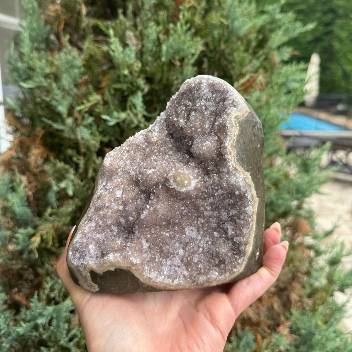 Pink Amethyst & Agate Large Crystal Cut Base Stalactite, Healing Crystal Cluster, Spiritual Decor, Unique Crystal Gift, Energy Stone, Reiki