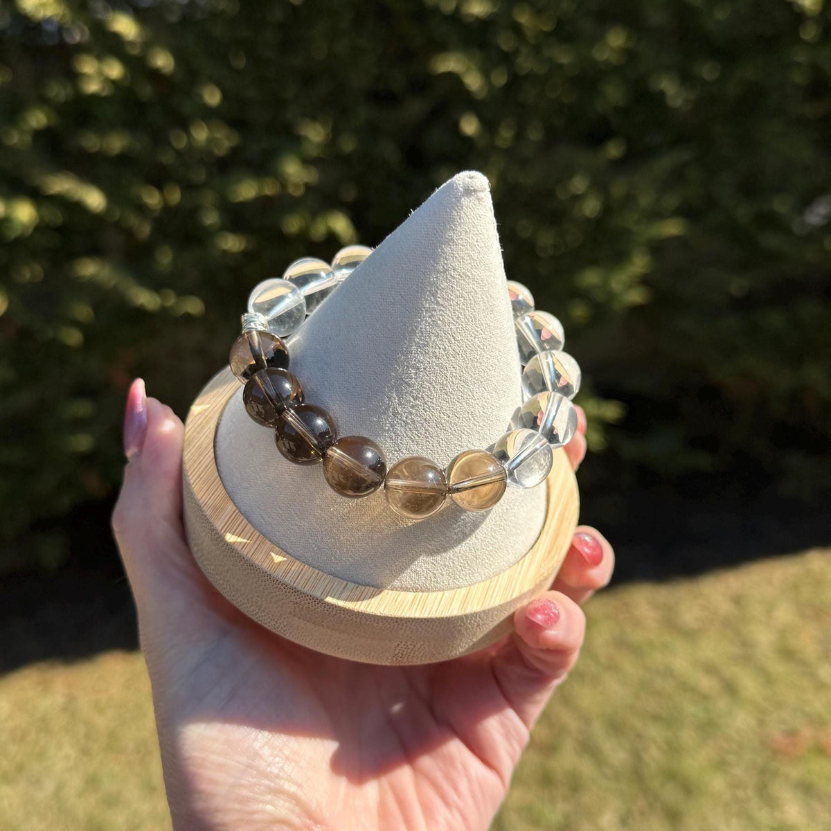 clear and smoky quartz crystal bracelet, quartz bracelet, crystal bracelets