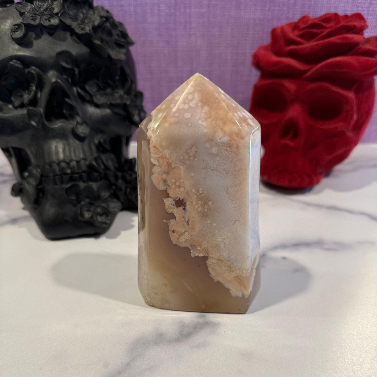 XL Pink Amethyst Flower Agate Druzy Crystal Tower Brazil, Healing Crystal Point, Spiritual Decor, Unique Crystal Gift, Brazilian Crystal