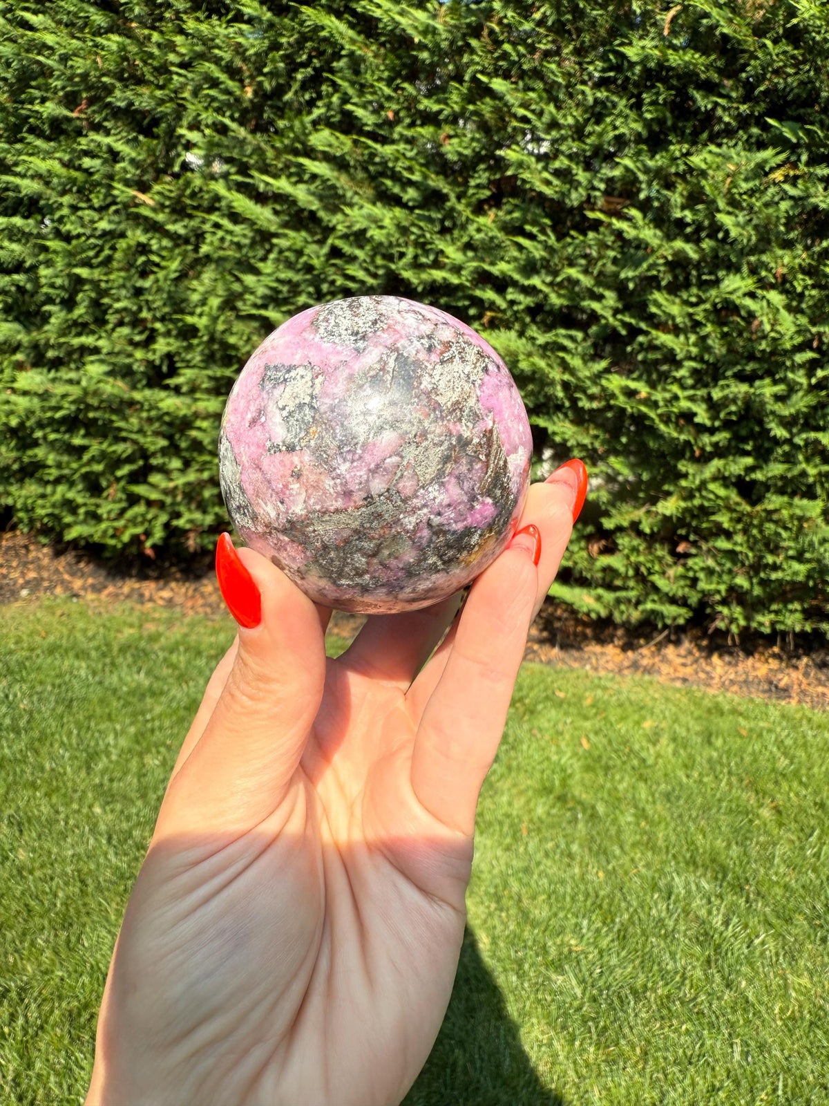 Cobaltoan Calcite Sphere • Pink Heart Chakra Crystal • Emotional Healing Stone (62MM)