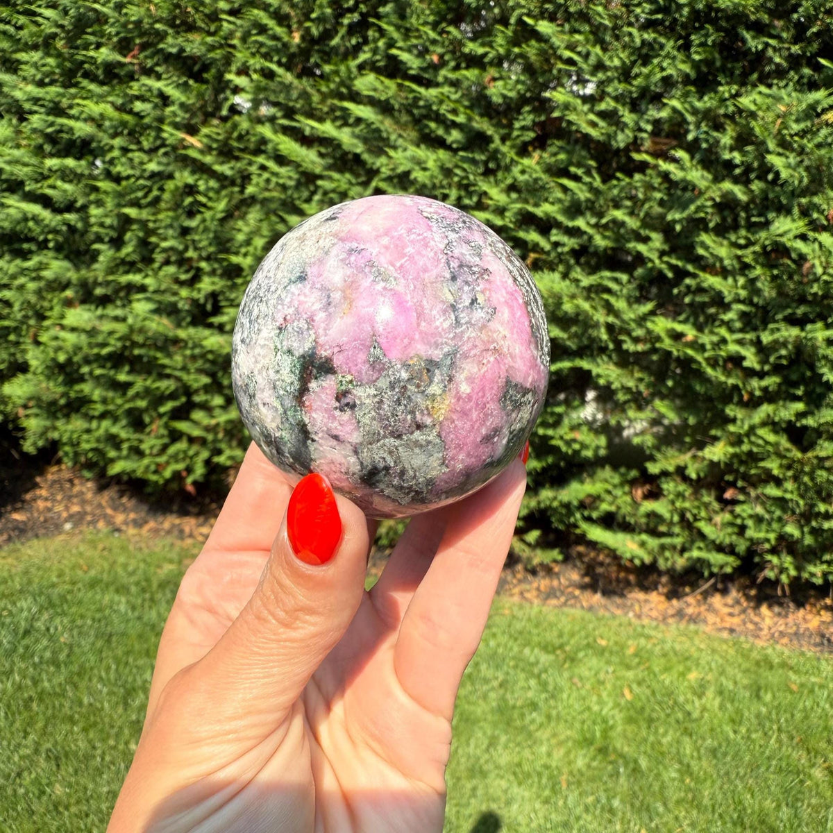 Cobaltoan Calcite Sphere, Pink Crystal Ball, Love and Compassion Stone, Heart Chakra Crystal, Emotional Healing, Gift for Her, Reiki Decor