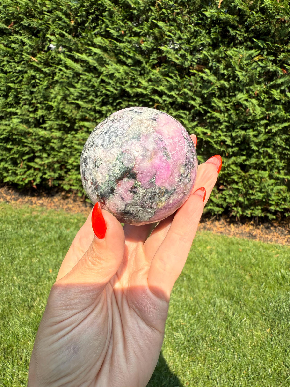 Cobaltoan Calcite Sphere • Pink Heart Chakra Crystal • Emotional Healing Stone (62MM)