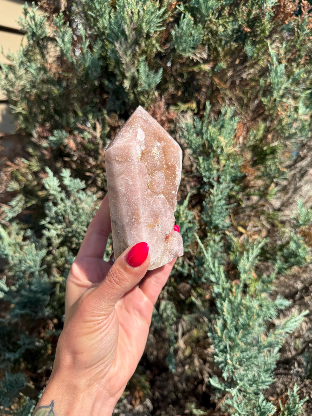 Pink Amethyst Druzy Tower • Heart Chakra Crystal • Spiritual Healing Decor (1lb, 4.6" H)