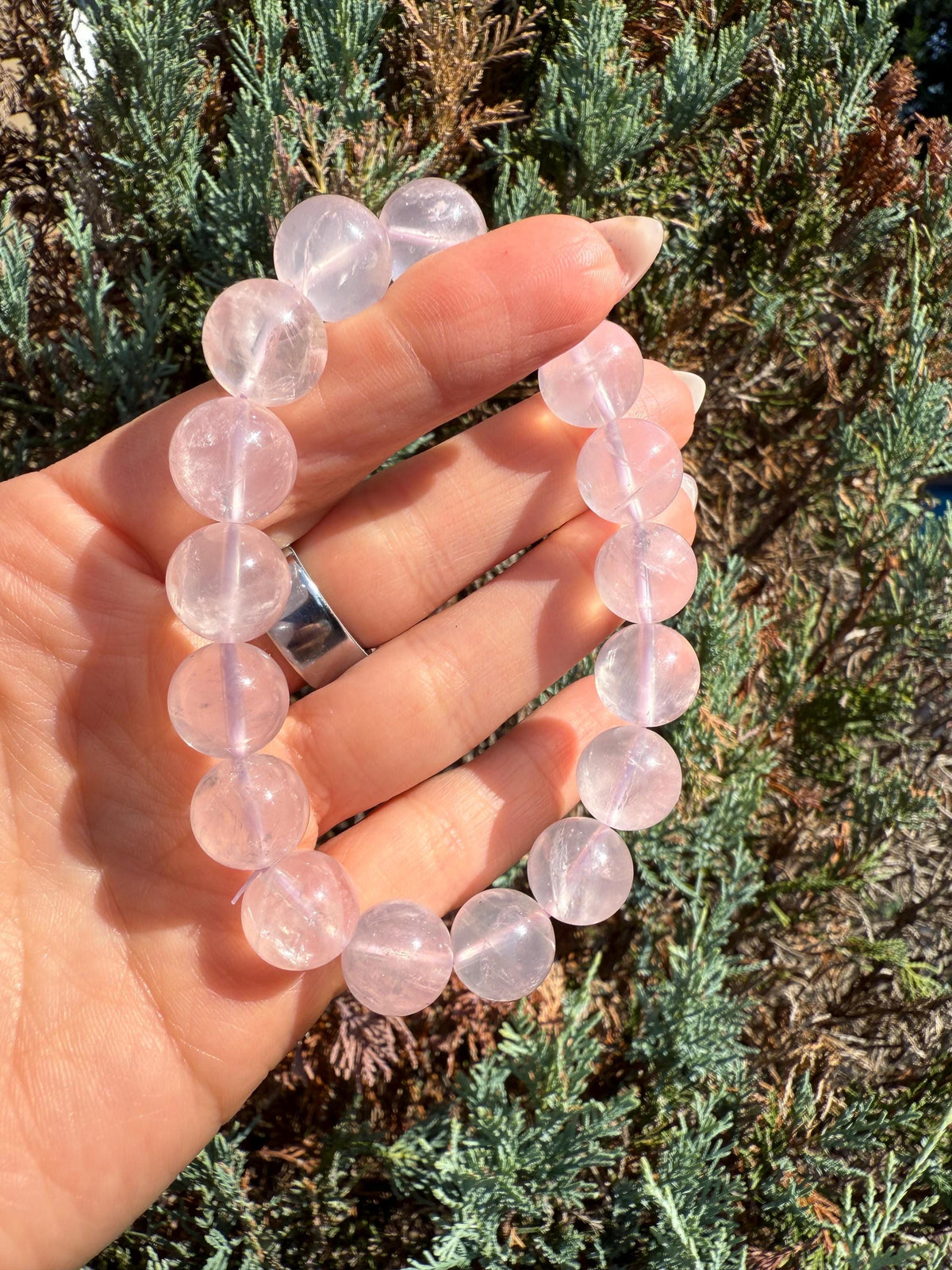 Rose Quartz 12.5mm Crystal Bracelet, Love, Self-Love, Heart Chakra Jewelry