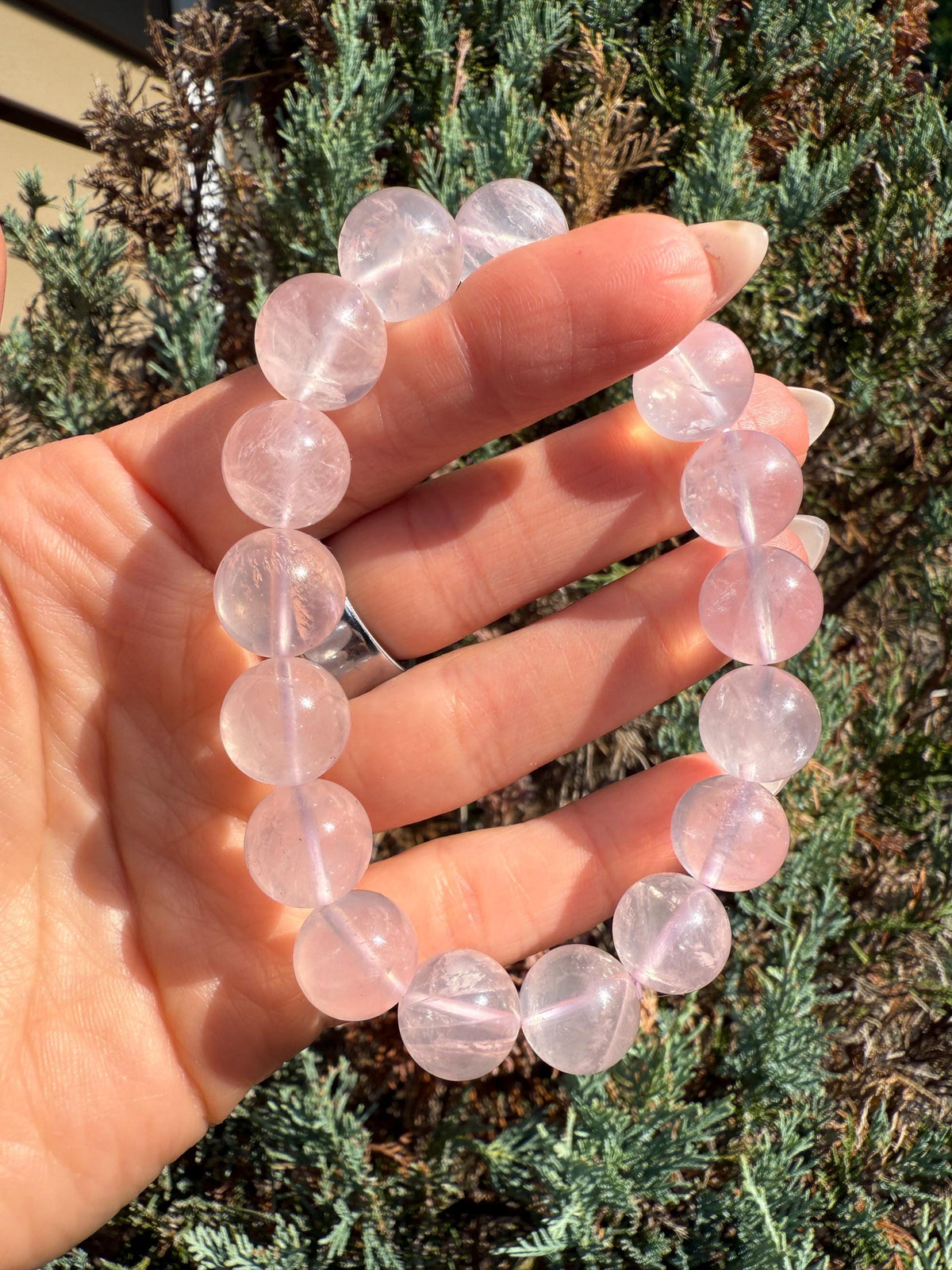 Rose Quartz 12.5mm Crystal Bracelet, Love, Self-Love, Heart Chakra Jewelry