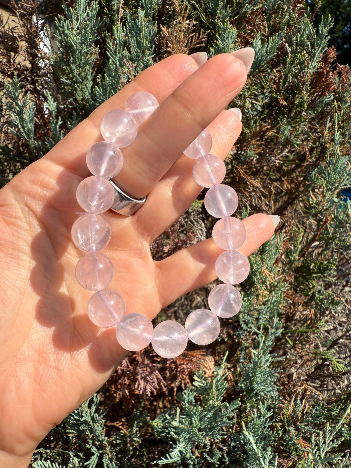 Rose Quartz 12.5mm Crystal Bracelet, Love, Self-Love, Heart Chakra Jewelry