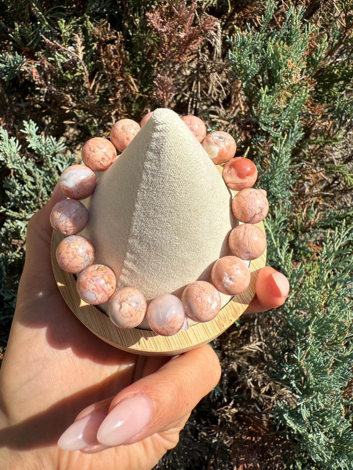 Druzy Pink Agate Stretch Beaded Bracelet, 13mm Cotton Candy Gemstone Jewelry