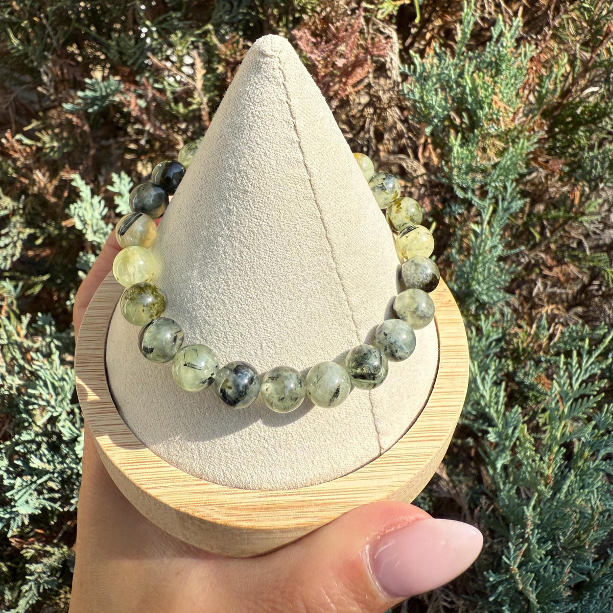 Prehnite with Epidote 8MM Beaded Bracelet, Natural Gemstone Jewelry, Healing Crystal Bracelet, Heart Chakra Stone, Gift for Her