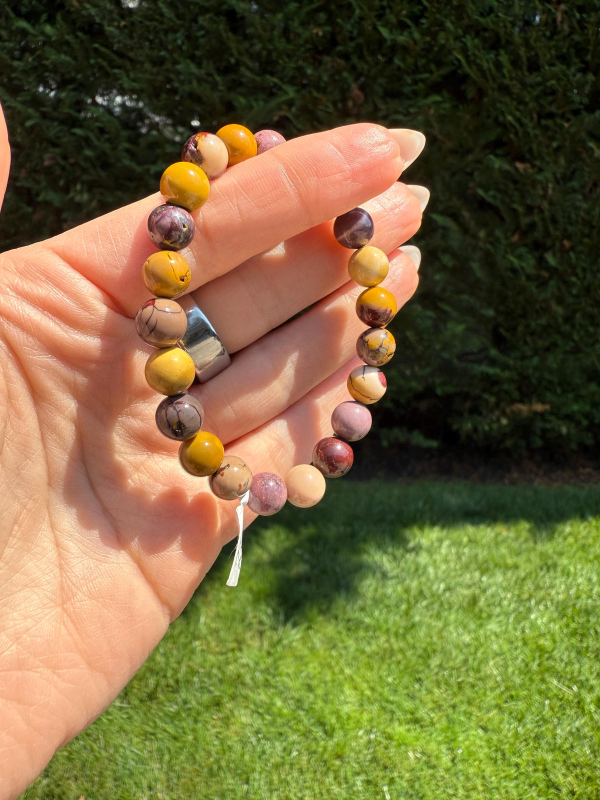 Mookaite Jasper Stretch Beaded Bracelet: Natural Gemstone Healing Crystal Jewelry (9mm)