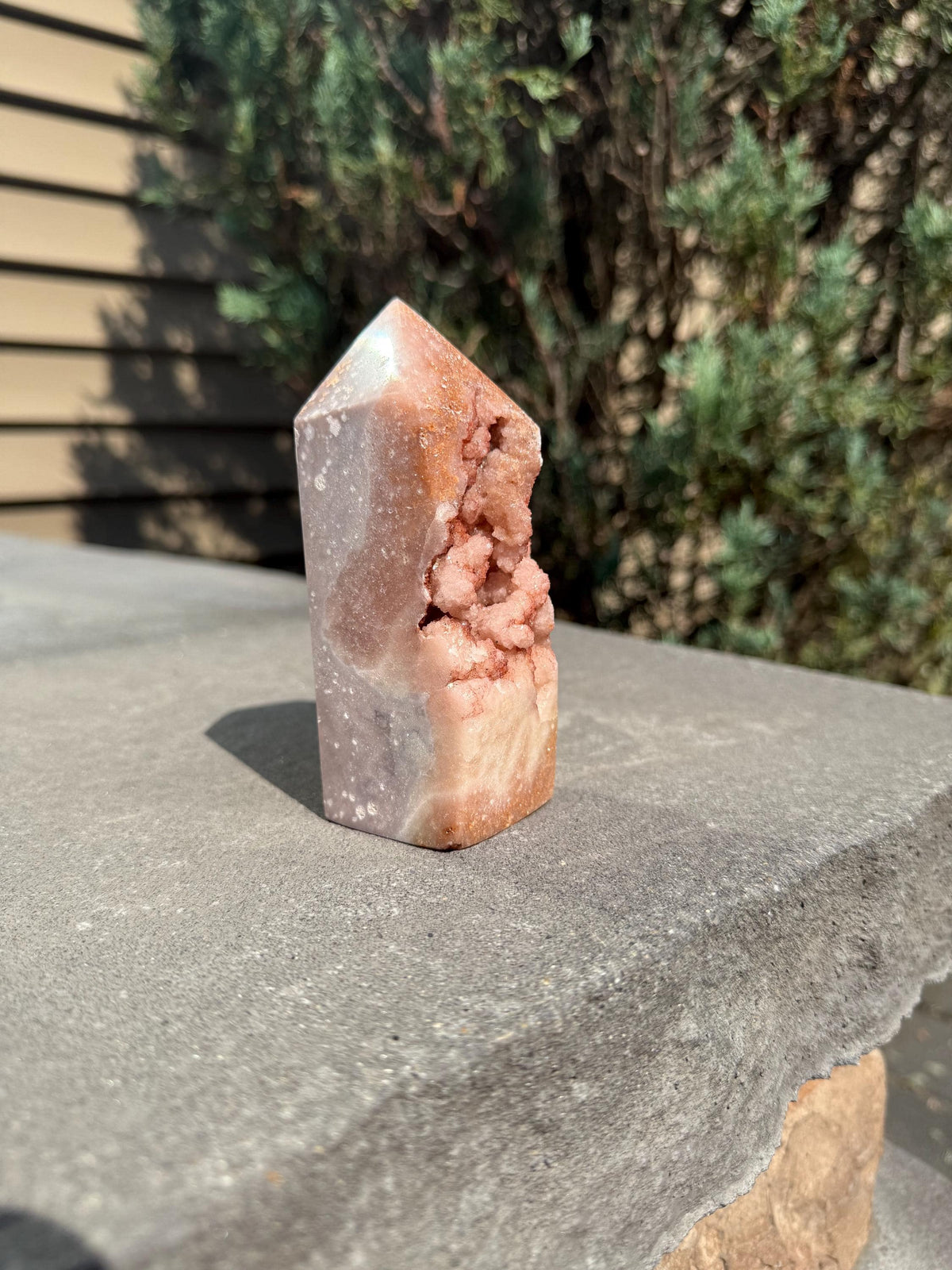 Pink Amethyst Druzy Tower • Sparkly Crystal Point • Healing Stone • Spiritual Decor • Quartz Tower