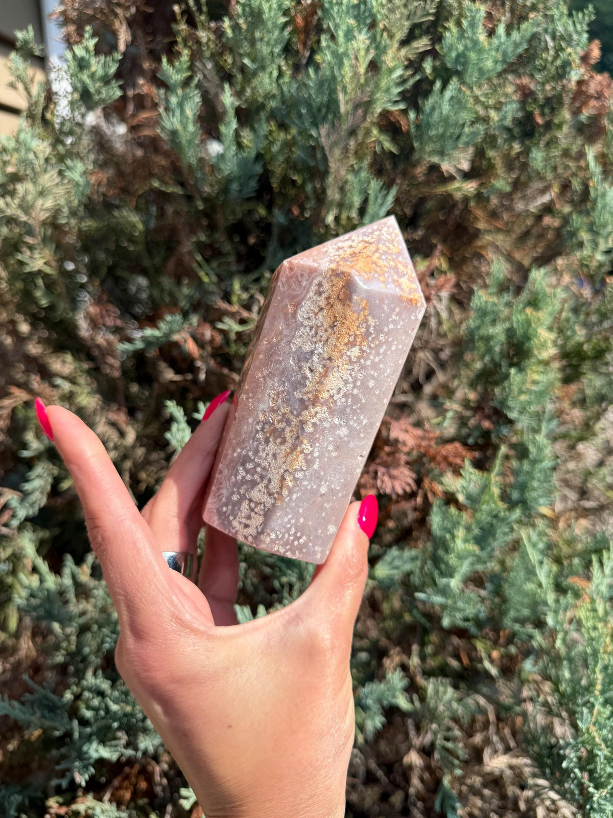 Pink Amethyst Druzy Tower • Sparkly Crystal Point • Healing Stone • Spiritual Decor • Quartz Tower