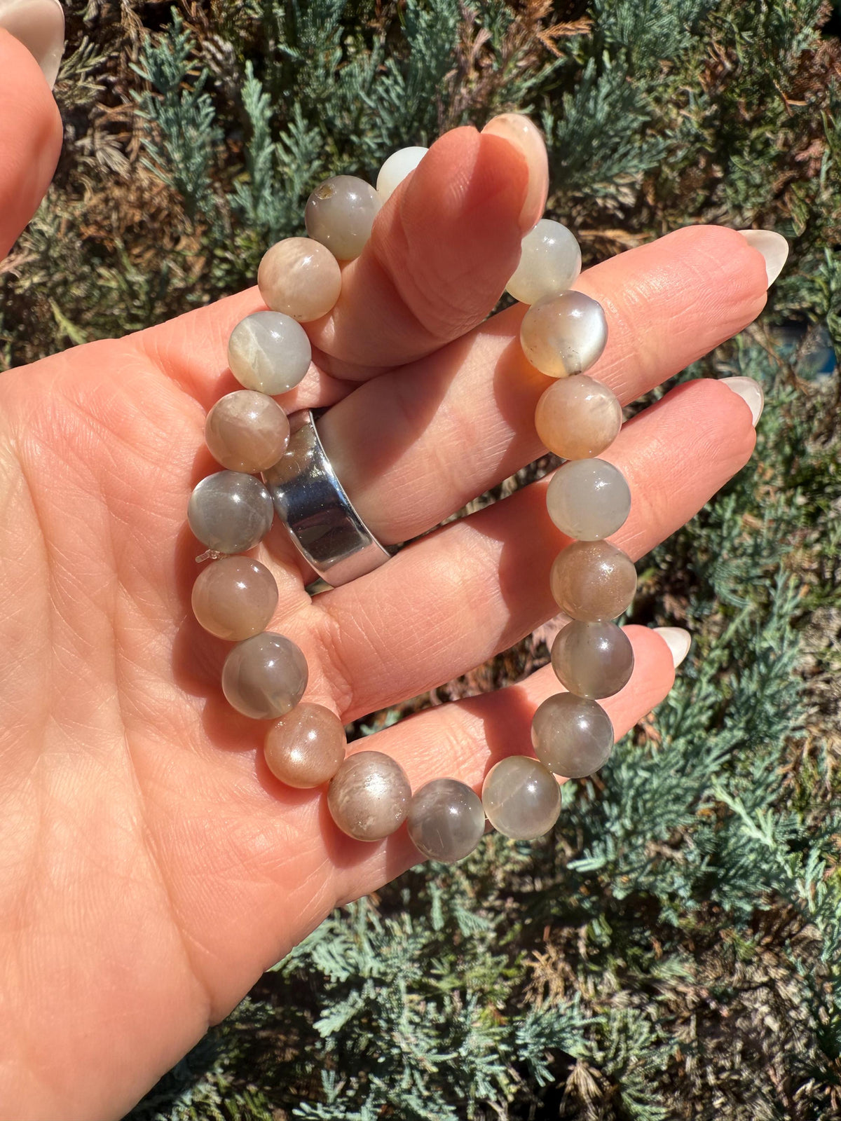 Assorted Moonstone Stretch Beaded Bracelet, Intuition Balance Crystal Jewelry (9mm)