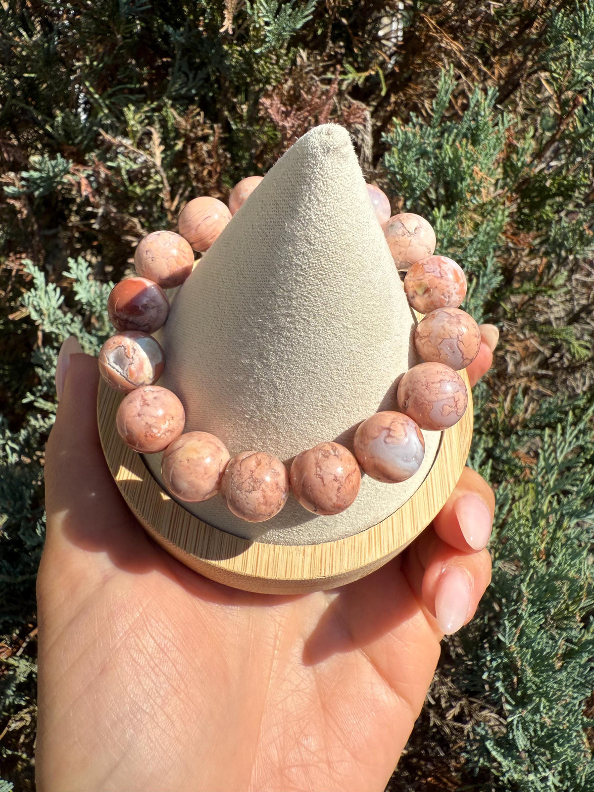 Druzy Pink Agate Stretch Beaded Bracelet, 13mm Cotton Candy Gemstone Jewelry