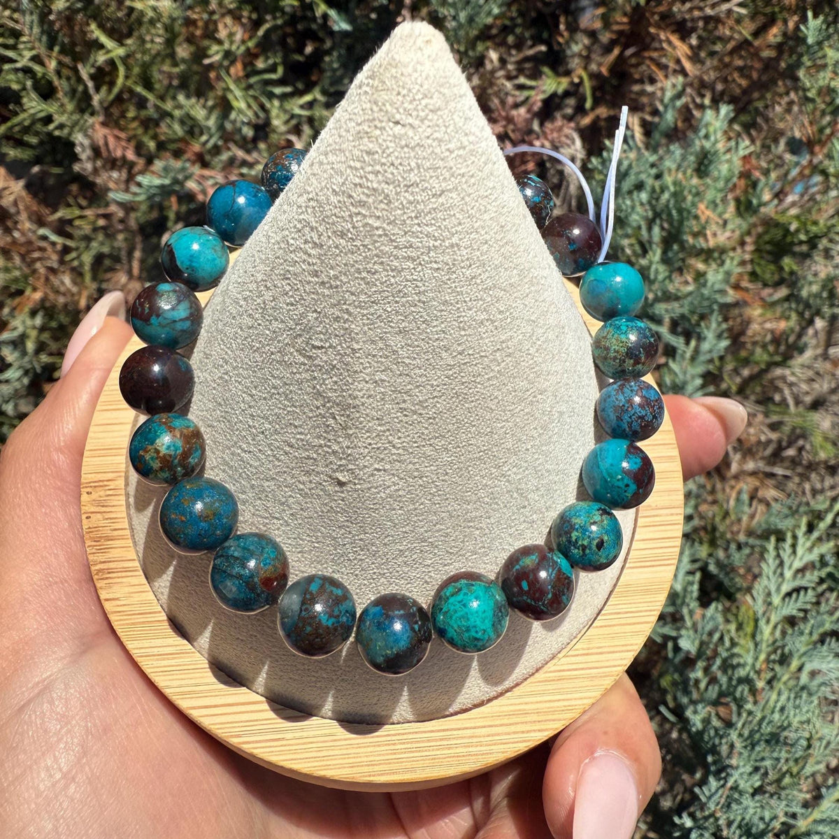 Azurite Chrysocolla Malachite 9MM Beaded Bracelet, Natural Gemstone Jewelry, Healing Crystal Bracelet, Earthy Stone Gift for Her