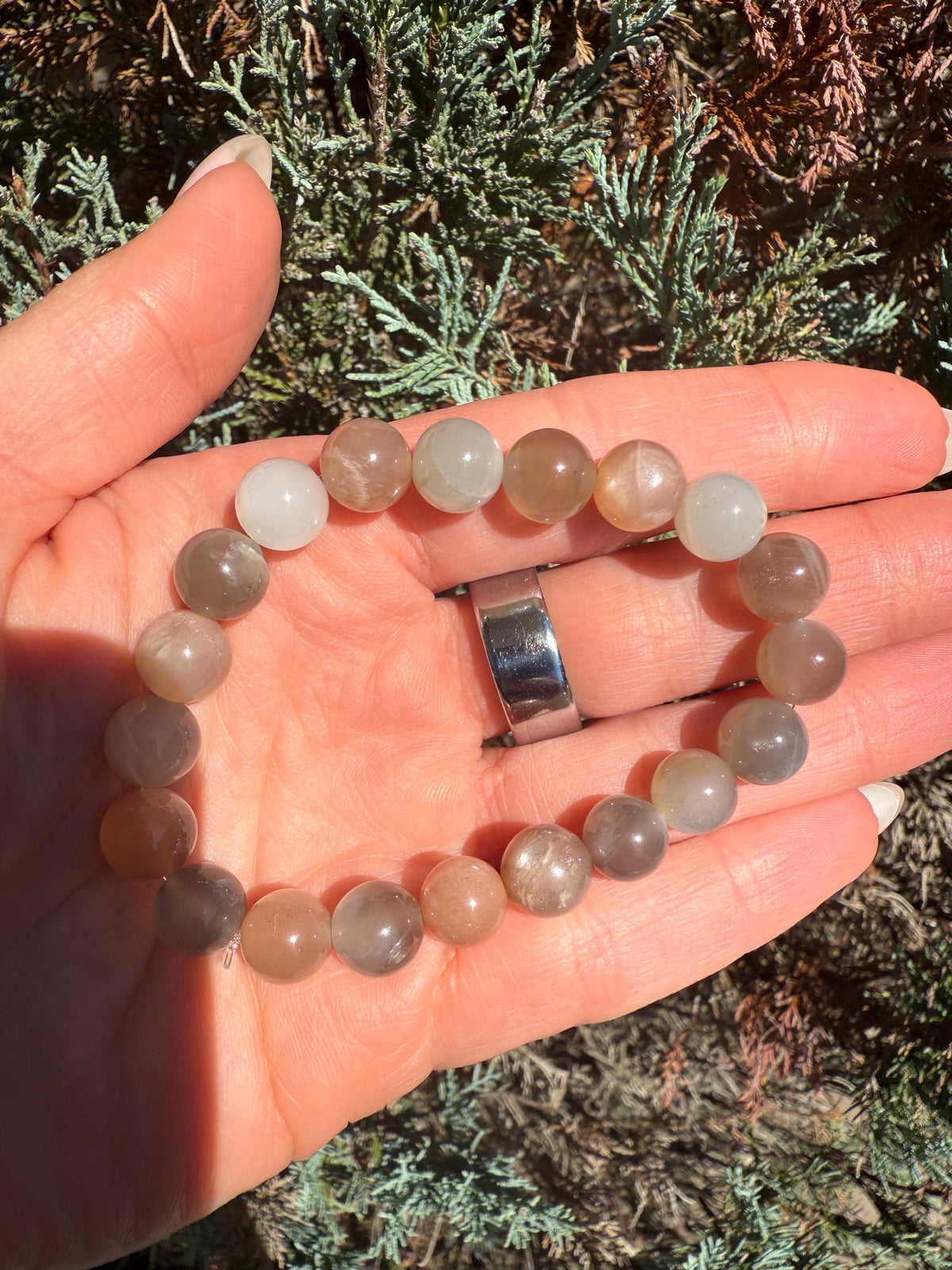Assorted Moonstone Stretch Beaded Bracelet, Intuition Balance Crystal Jewelry (9mm)