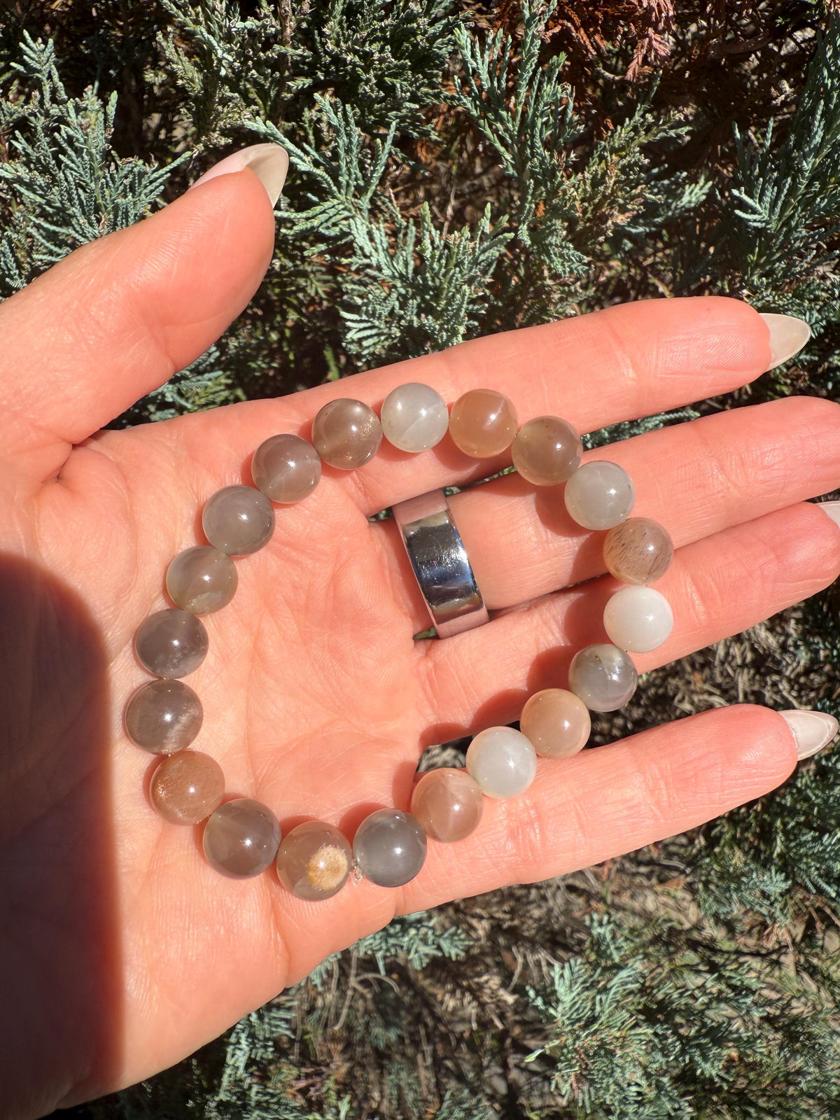 Assorted Moonstone Stretch Beaded Bracelet, Intuition Balance Crystal Jewelry (9mm)