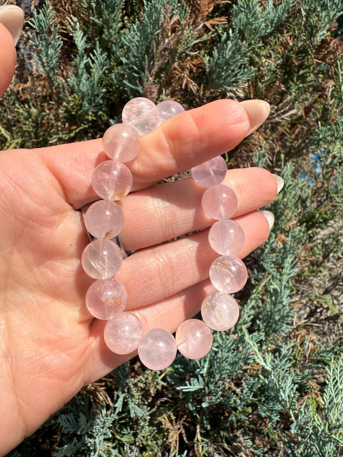 Rose Quartz Golden Healer Inclusions Stretch Bracelet, Love Energy Gemstone Jewelry (11mm)