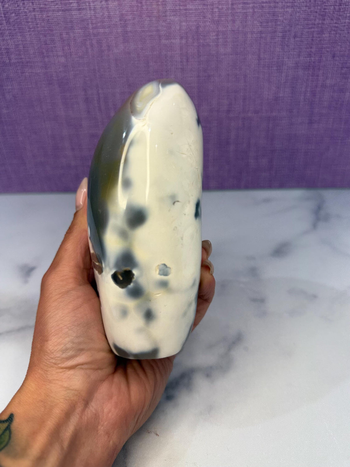 Orca Agate Freeform, Madagascar Dendritic Crystal, Spiritual Healing Stone Decor