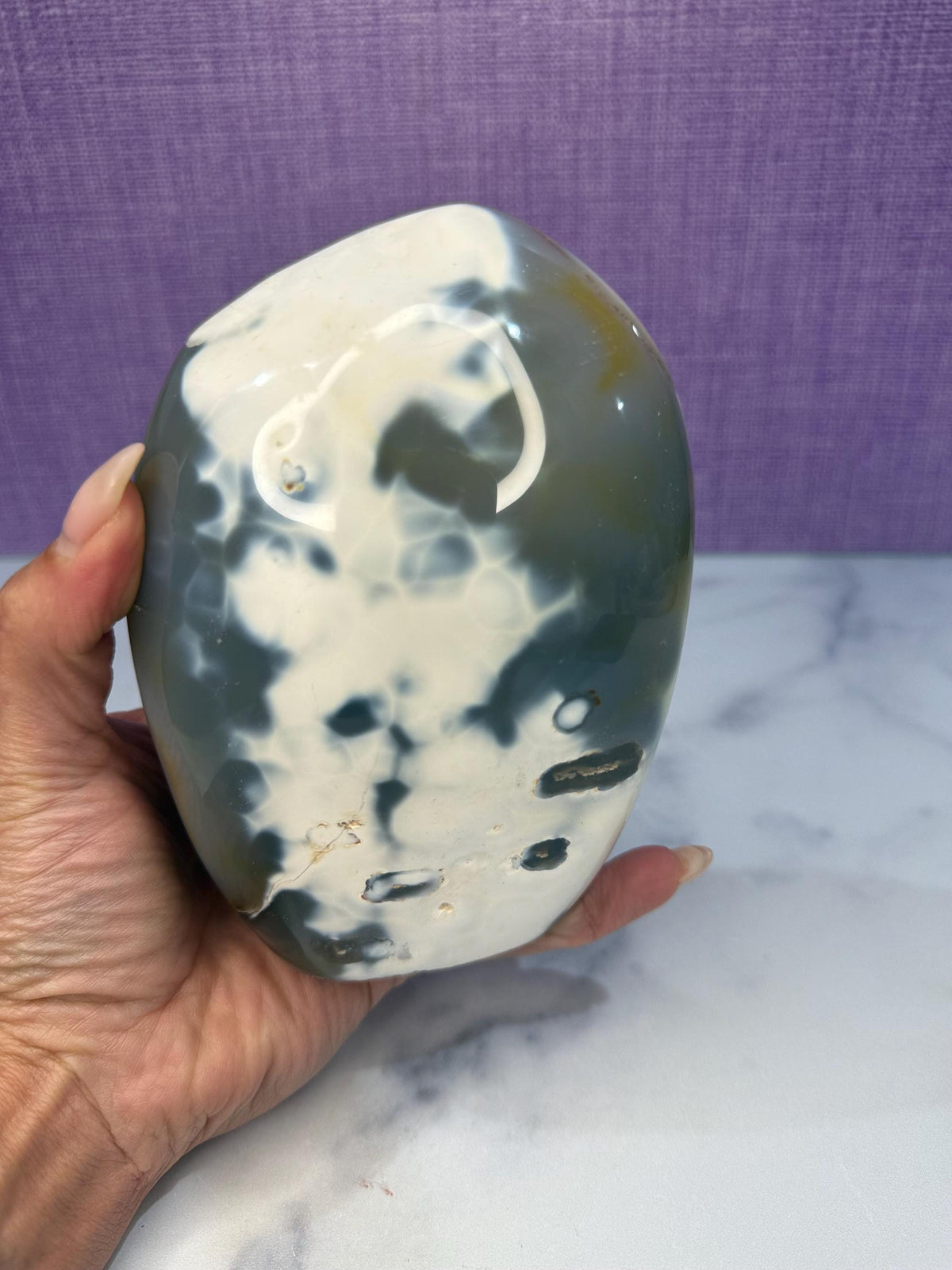 Orca Agate Freeform, Madagascar Dendritic Crystal, Spiritual Healing Stone Decor