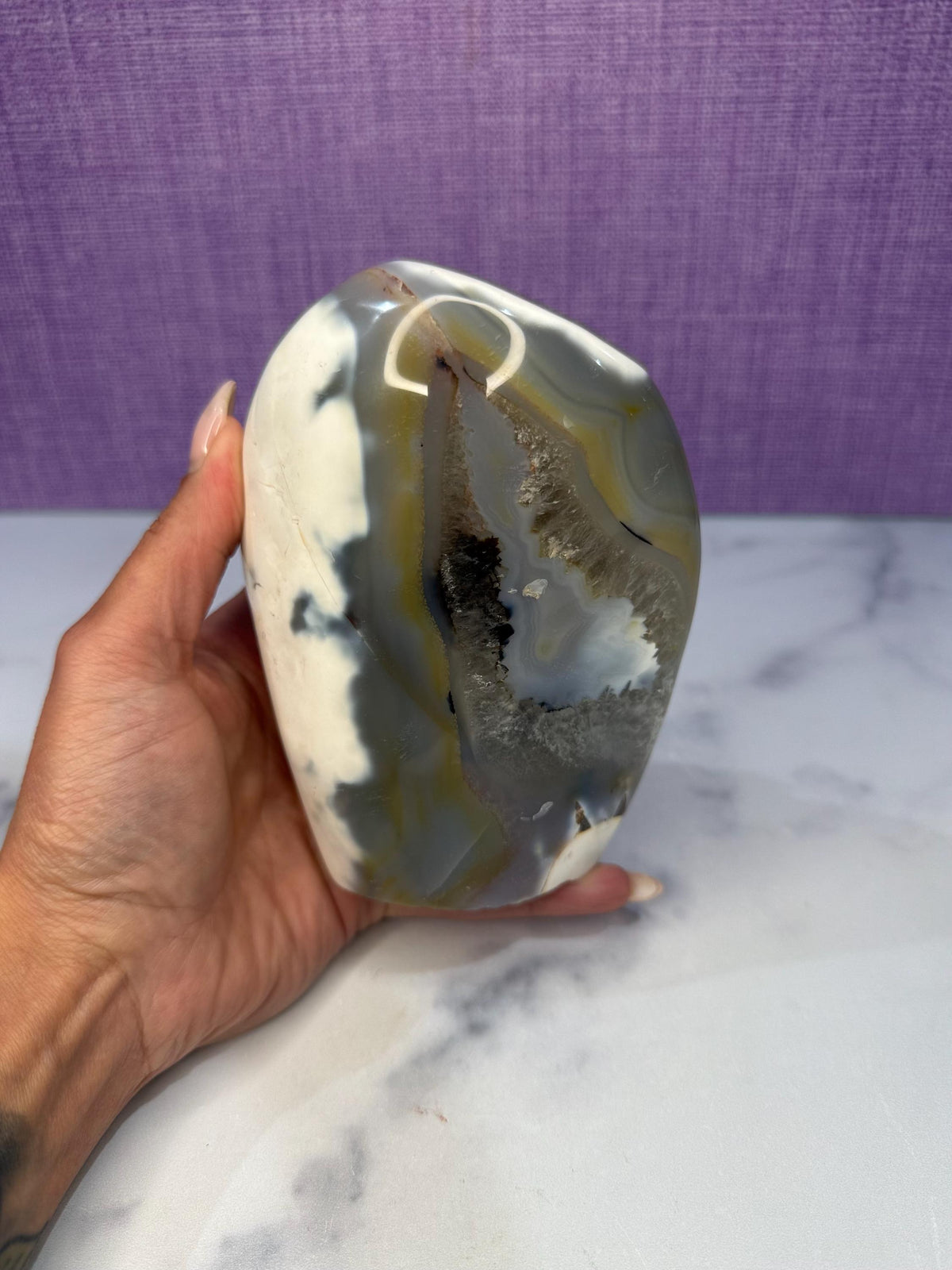 Orca Agate Freeform, Madagascar Dendritic Crystal, Spiritual Healing Stone Decor
