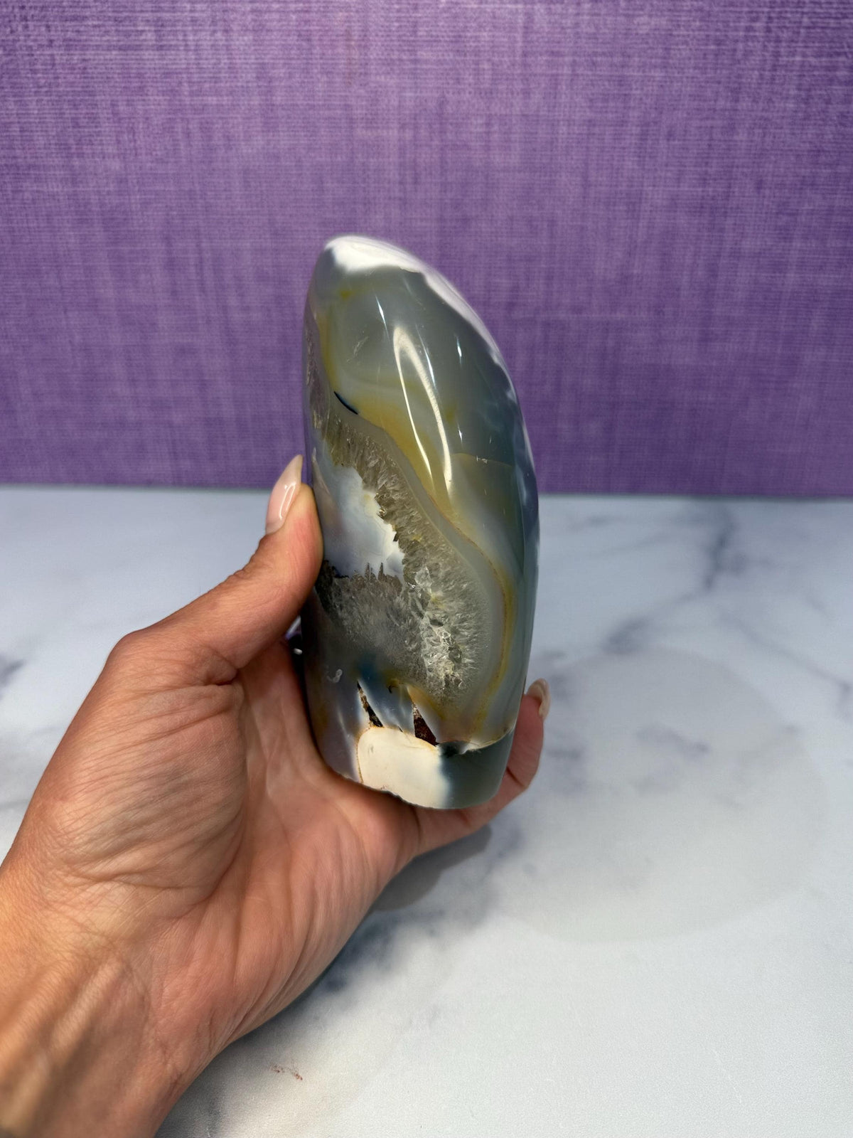 Orca Agate Freeform, Madagascar Dendritic Crystal, Spiritual Healing Stone Decor