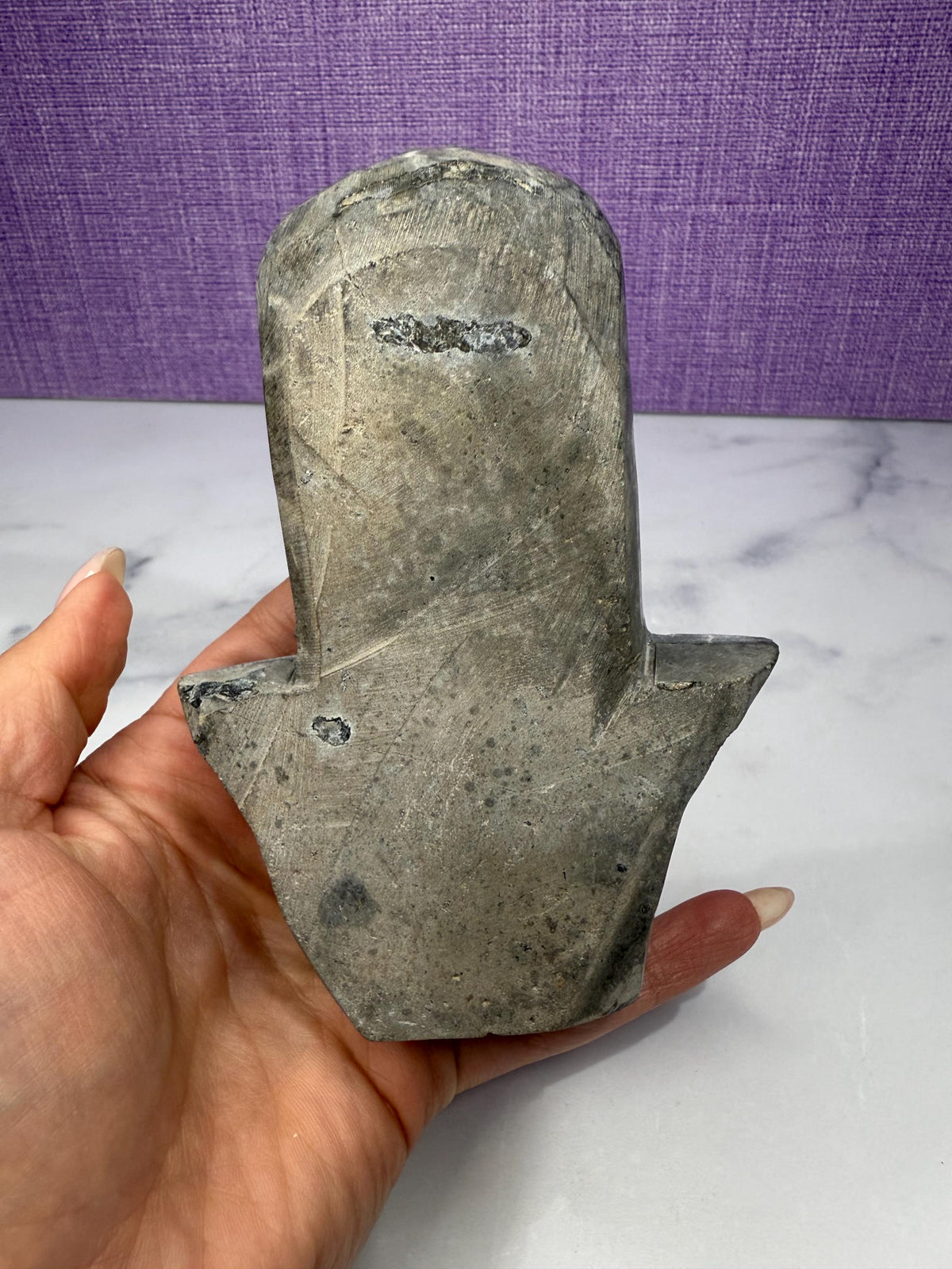 Large Amethyst Druzy Hamsa Hand Carving • Spiritual Protection, Peace Decor