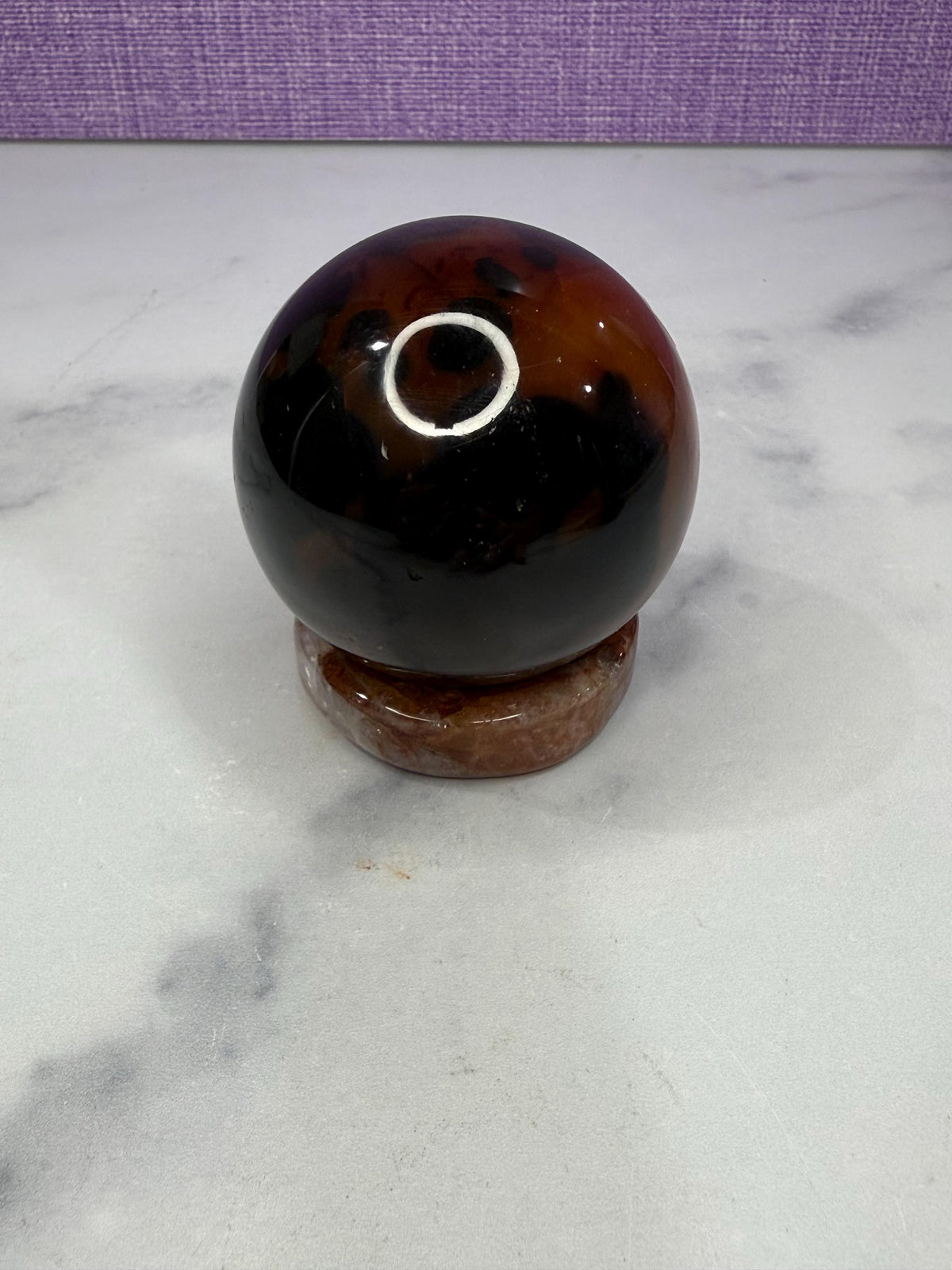 Dark Carnelian Agate Sphere • Druzy Crystal Orb, Madagascar Gemstone (61mm)