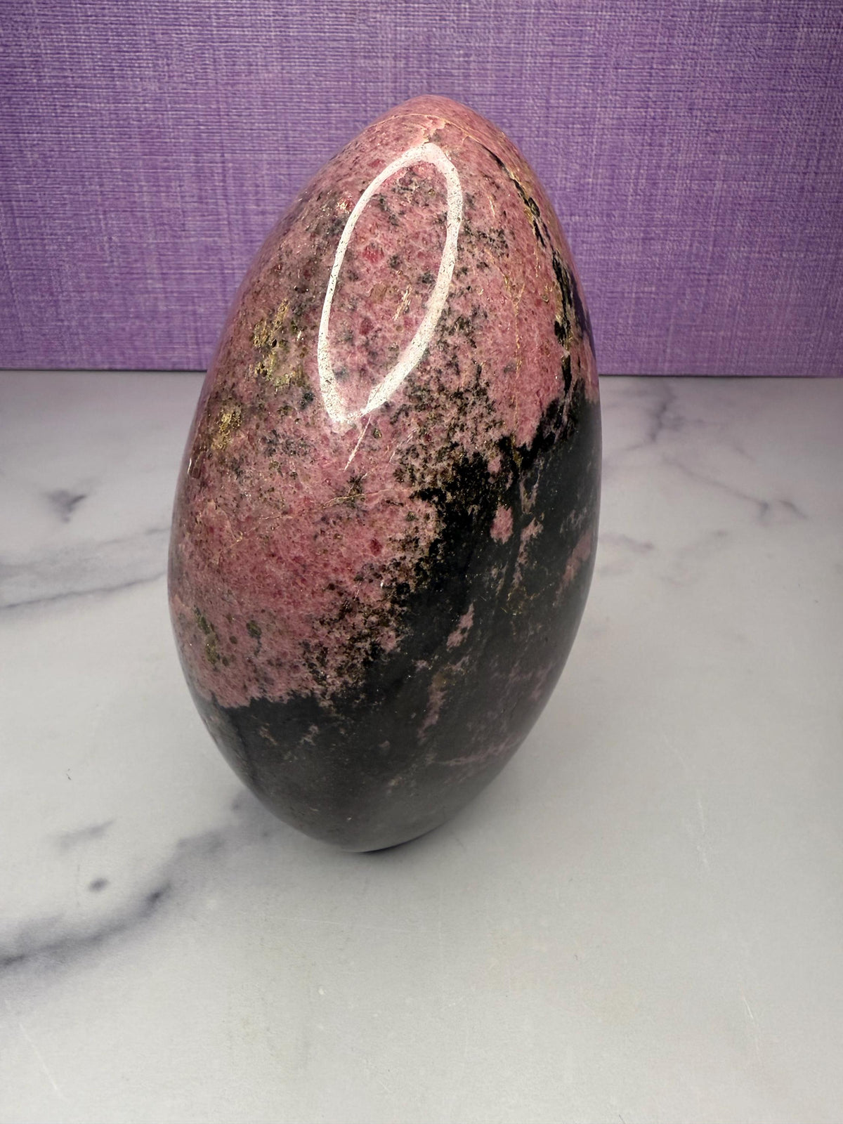 XL Rhodonite Crystal Freeform • Polished Pink Black Gemstone Madagascar Specimen