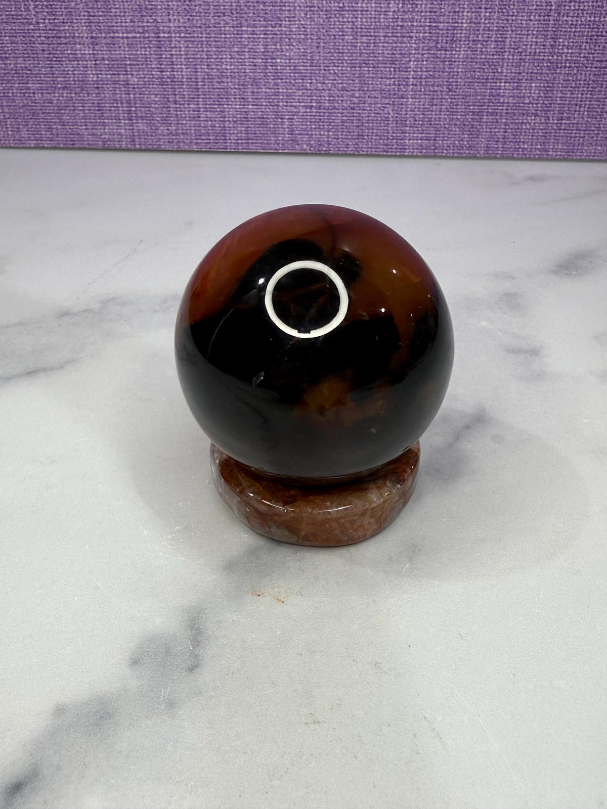 Dark Carnelian Agate Sphere • Druzy Crystal Orb, Madagascar Gemstone (61mm)