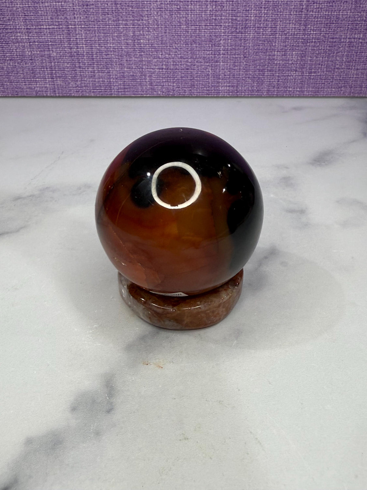 61mm Dark Carnelian Agate Druzy Sphere, Crystal Ball from Madagascar, Beautiful Banded Carnelian Gemstone, Crystal Gift