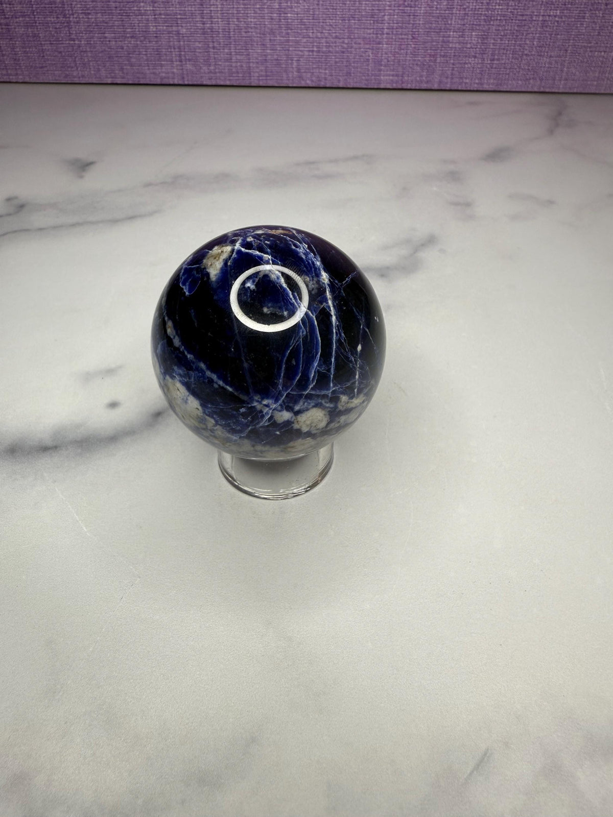 Polished Sodalite Crystal Sphere • Blue White Gemstone Orb, Spiritual Decor