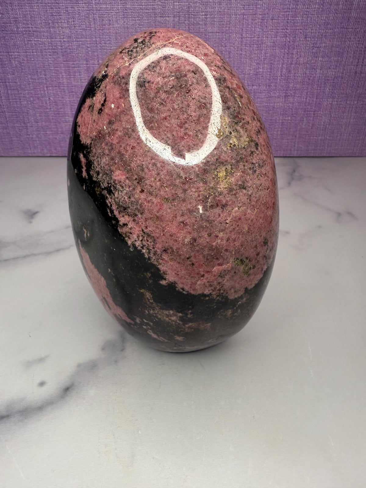 XL Rhodonite Crystal Freeform • Polished Pink Black Gemstone Madagascar Specimen