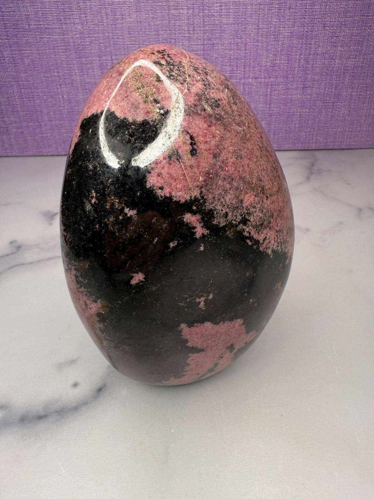 XL Rhodonite Crystal Freeform from Madagascar, Polished Pink & Black Gemstone, Heart Chakra Healing Crystal Decor