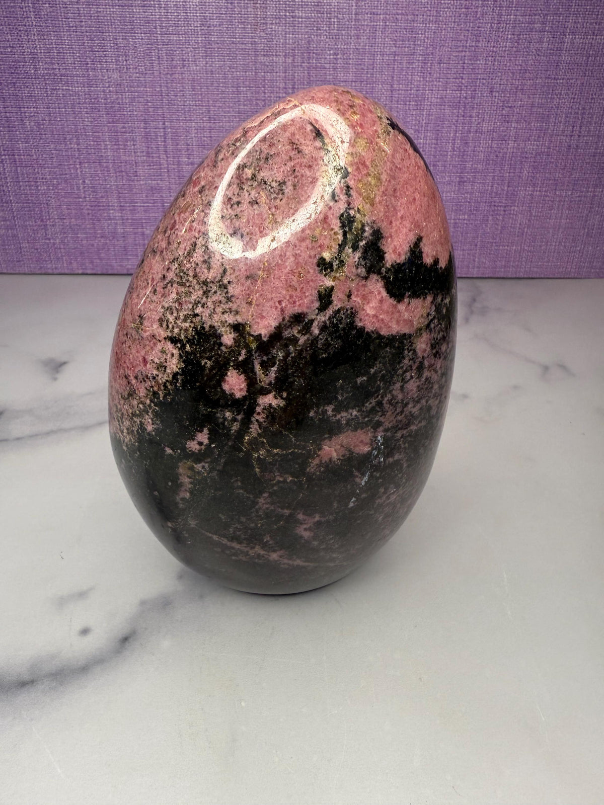 XL Rhodonite Crystal Freeform • Polished Pink Black Gemstone Madagascar Specimen