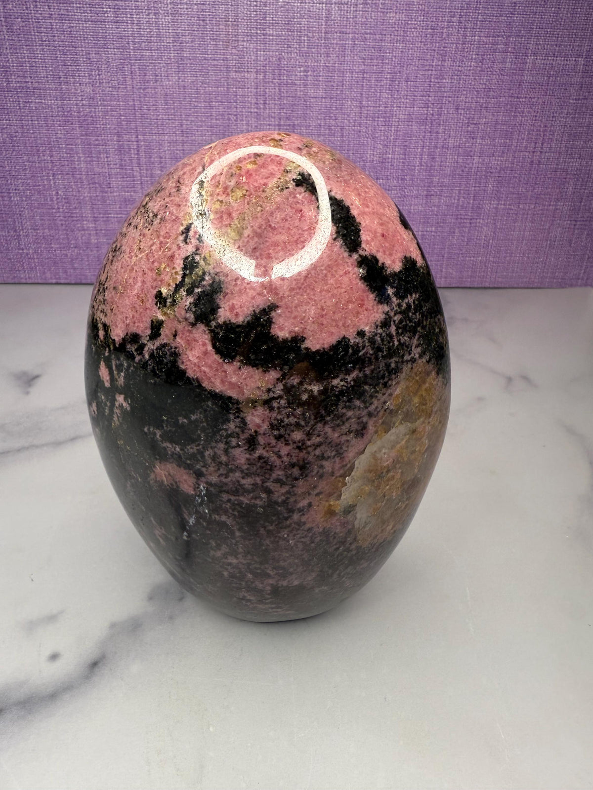 XL Rhodonite Crystal Freeform • Polished Pink Black Gemstone Madagascar Specimen