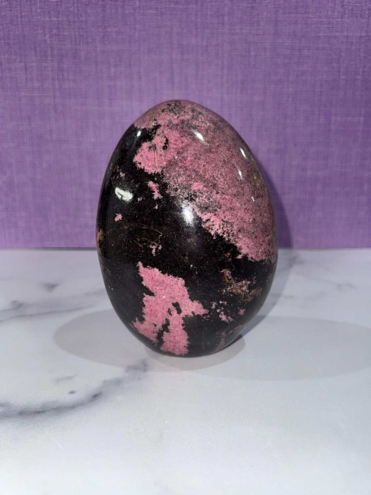 XL Rhodonite Crystal Freeform from Madagascar, Polished Pink & Black Gemstone, Heart Chakra Healing Crystal Decor