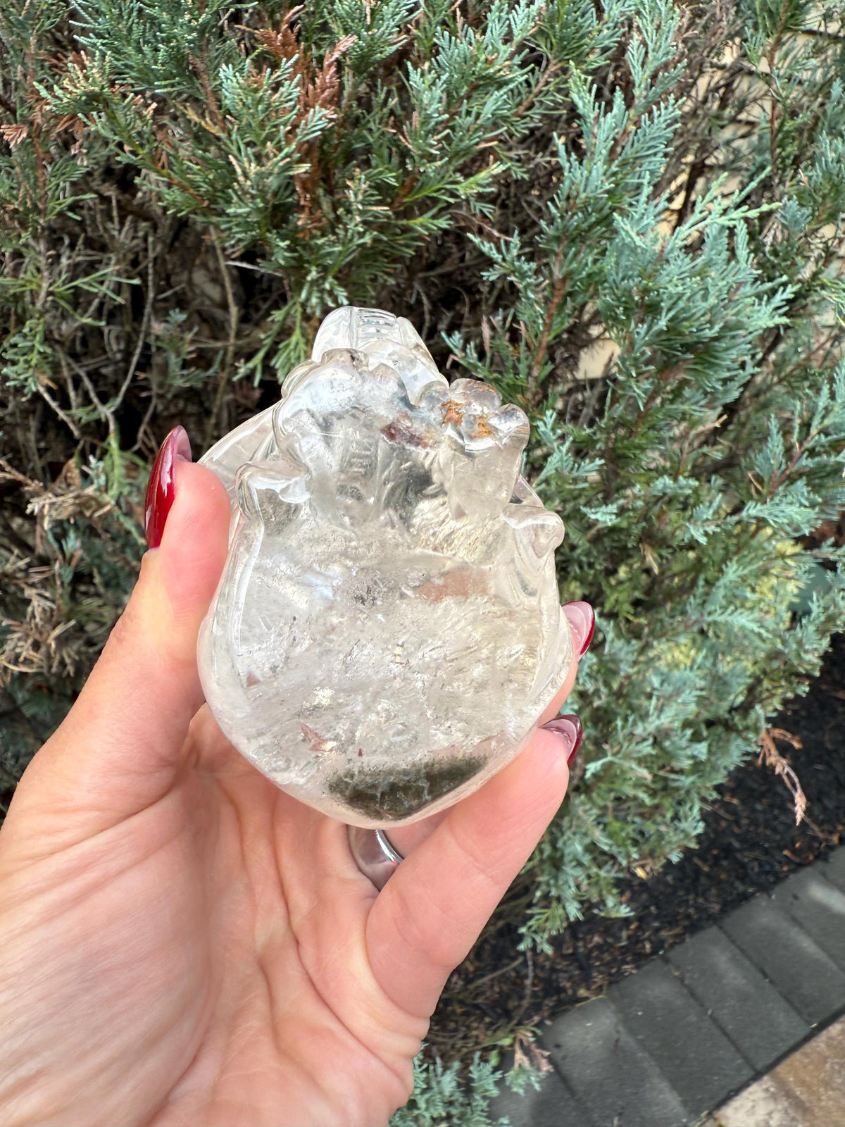 Garden Quartz Elephant Crystal Carving • Hand Carved Lodolite Animal Figurine