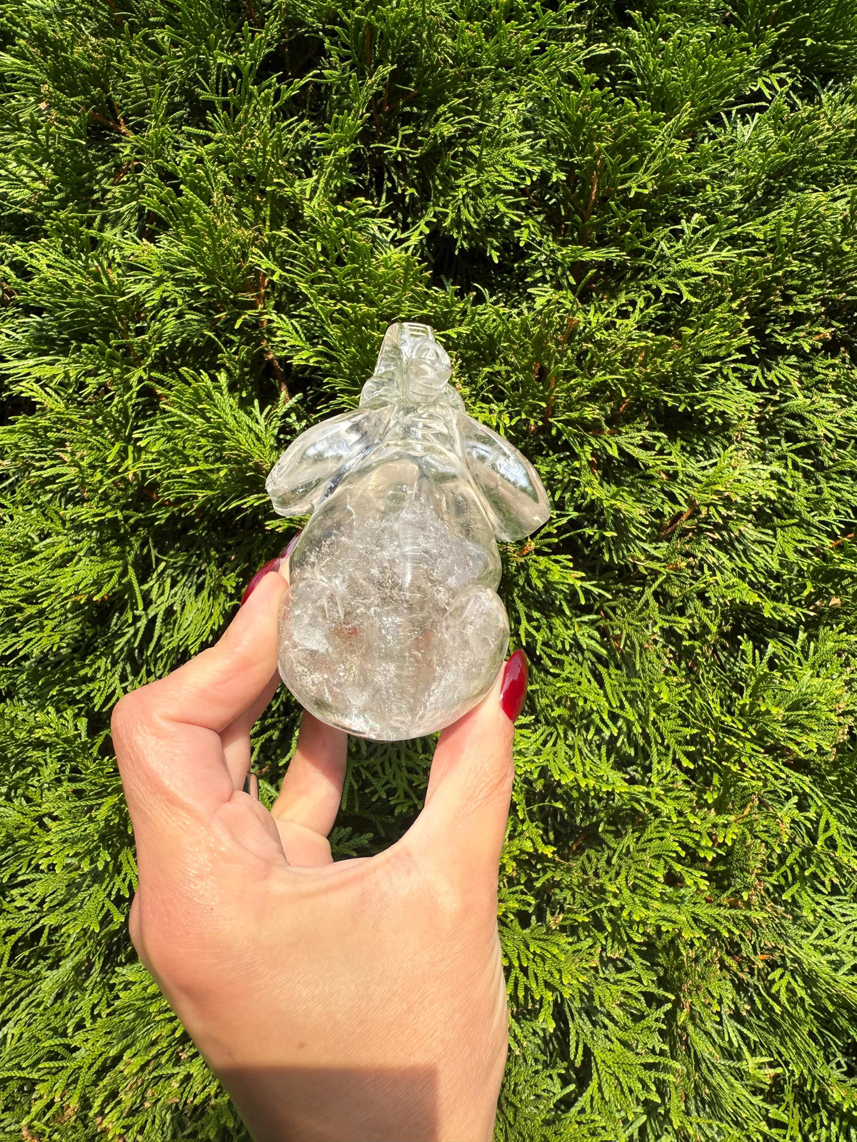 Garden Quartz Elephant Crystal Carving • Hand Carved Lodolite Animal Figurine