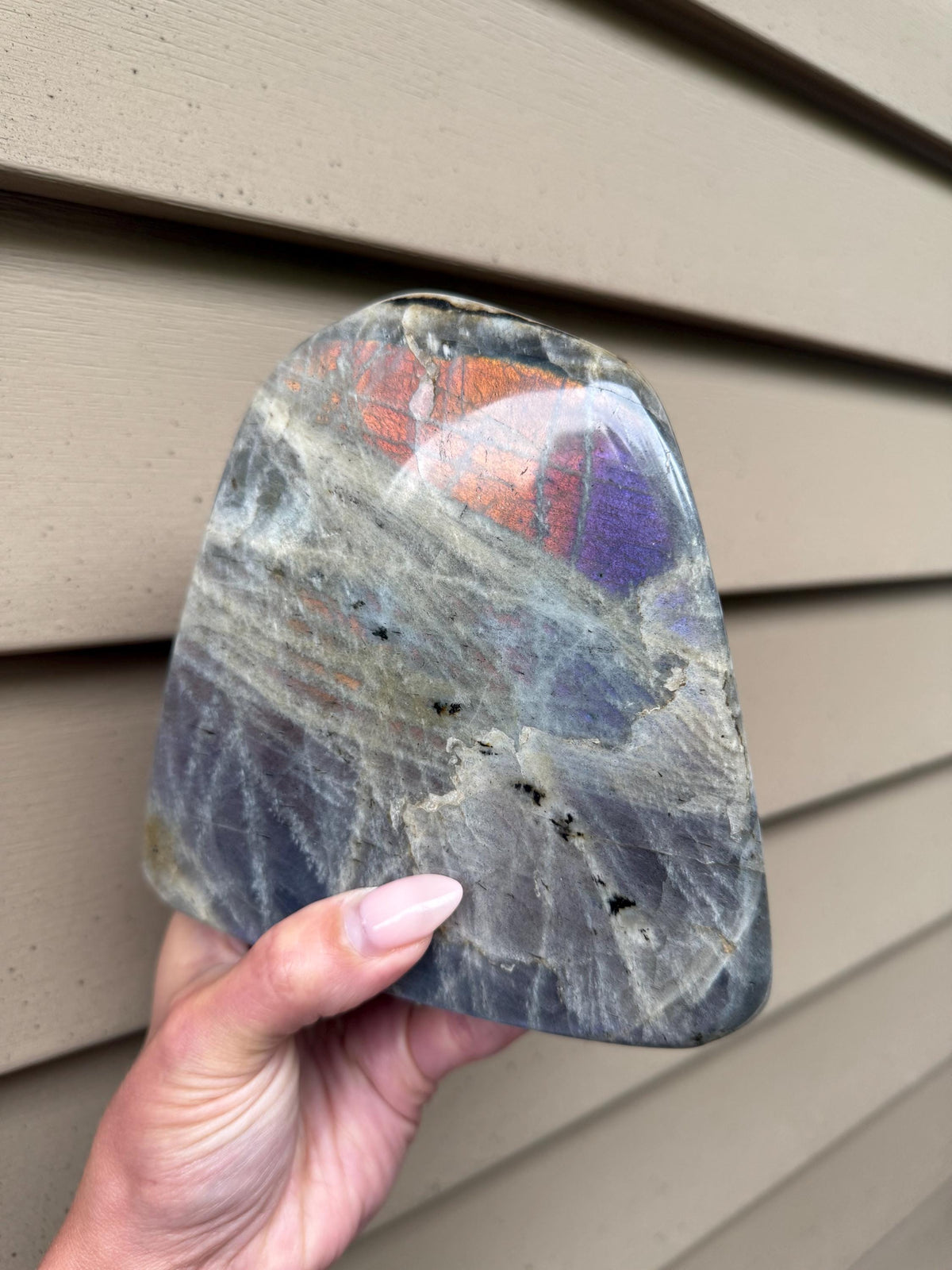 Large Labradorite Freeform Crystal • Polished Sunset Flash, Intuition Stone, Spiritual Decor