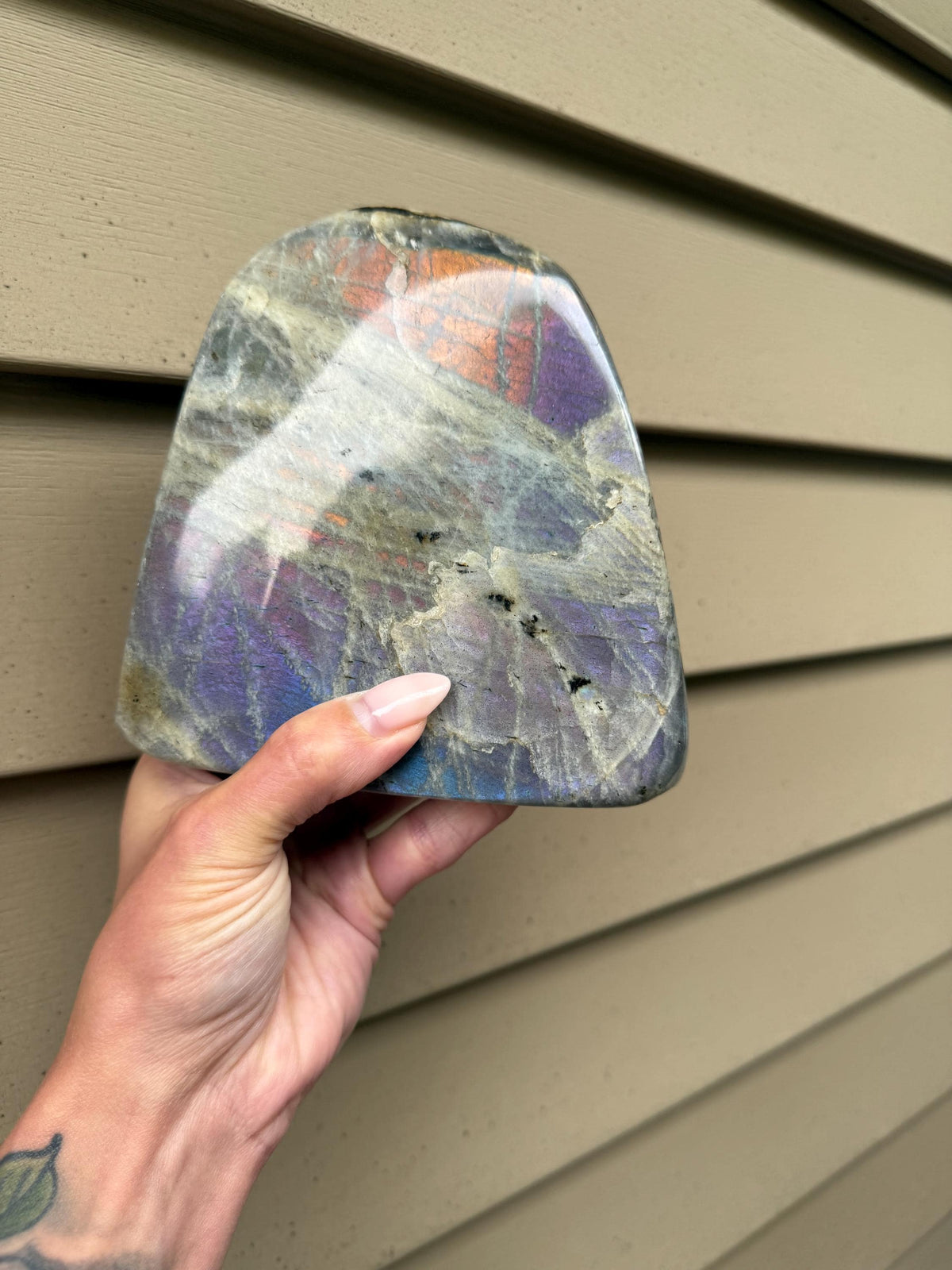 Large Labradorite Freeform Crystal • Polished Sunset Flash, Intuition Stone, Spiritual Decor