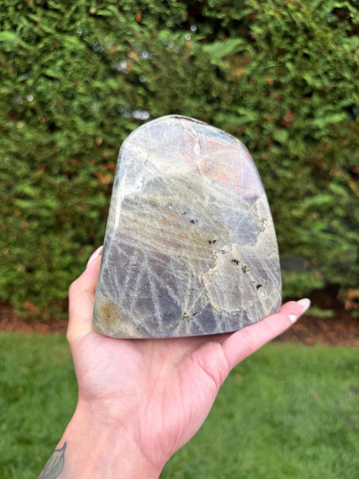 Large Labradorite Freeform Crystal • Polished Sunset Flash, Intuition Stone, Spiritual Decor