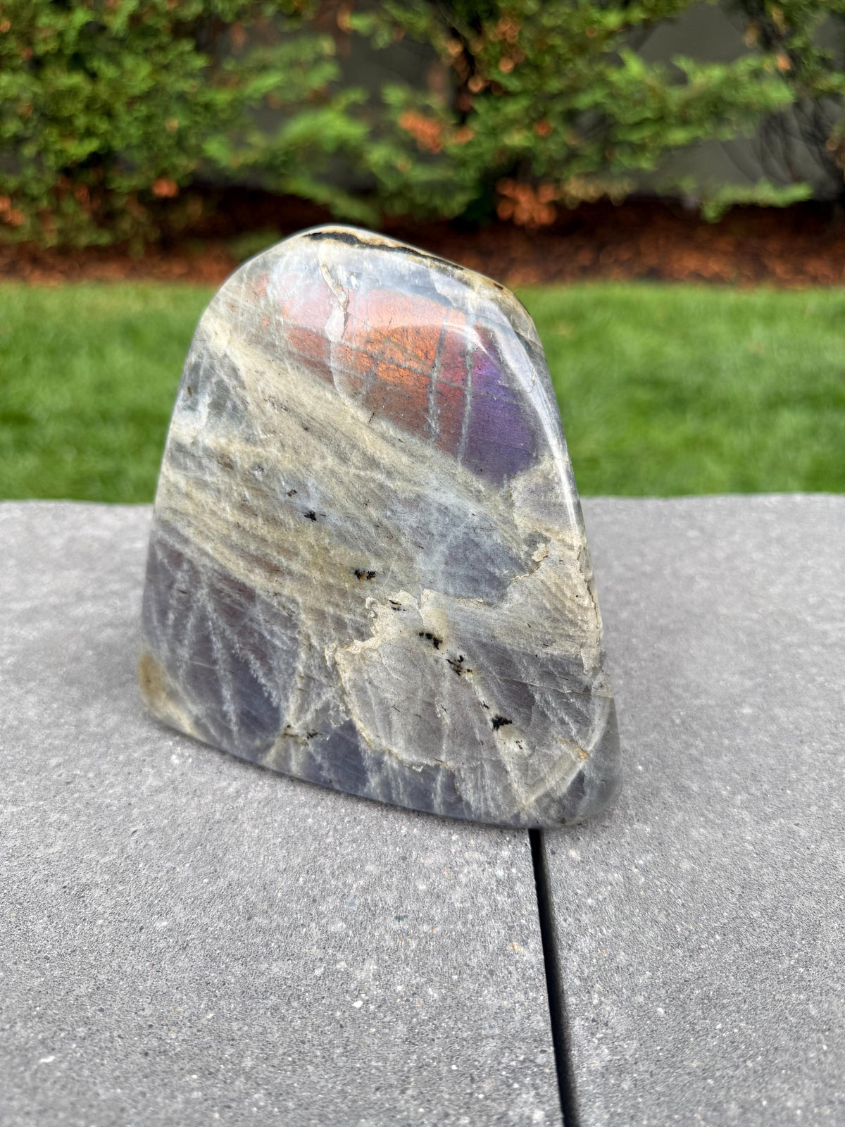 Large Labradorite Freeform Crystal • Polished Sunset Flash, Intuition Stone, Spiritual Decor