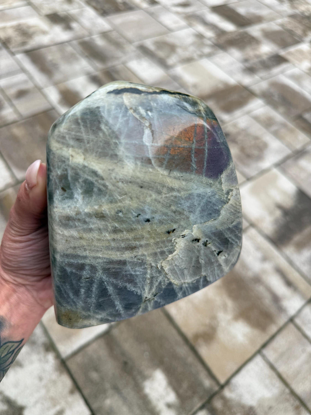 Large Labradorite Freeform Crystal • Polished Sunset Flash, Intuition Stone, Spiritual Decor