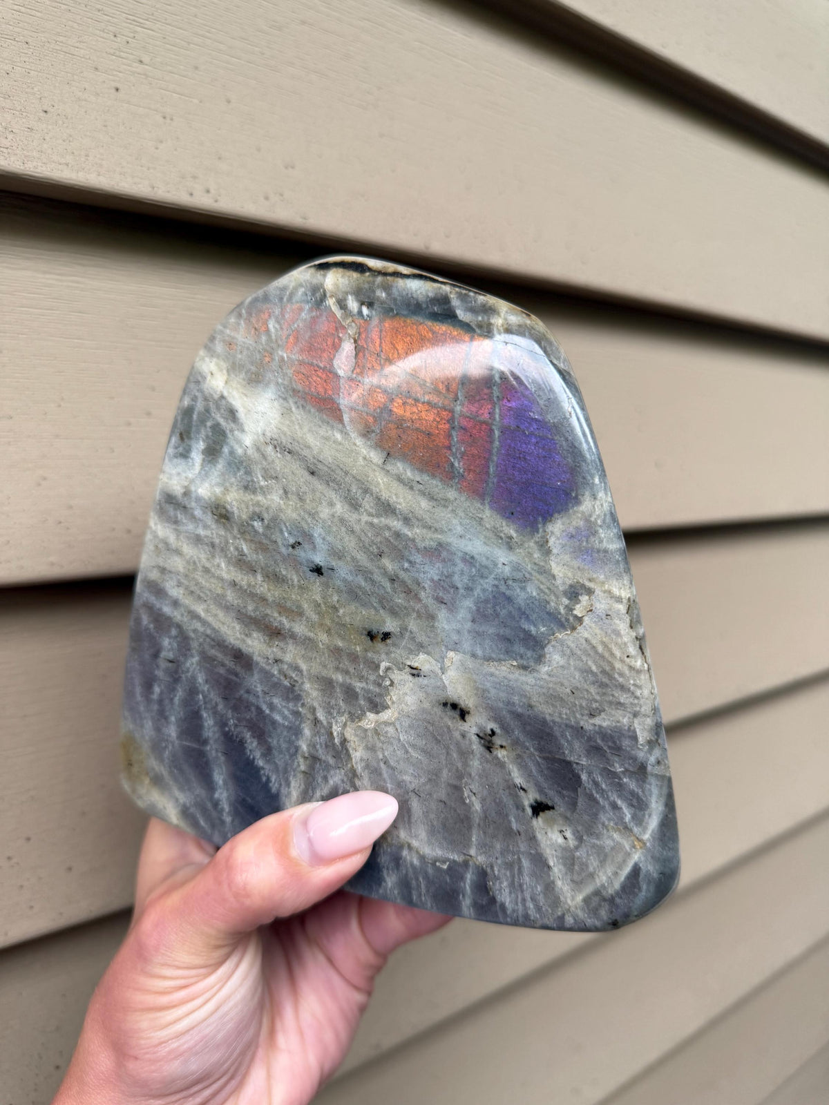 Large Flashy Labradorite Freeform Crystal with Sunset Flash