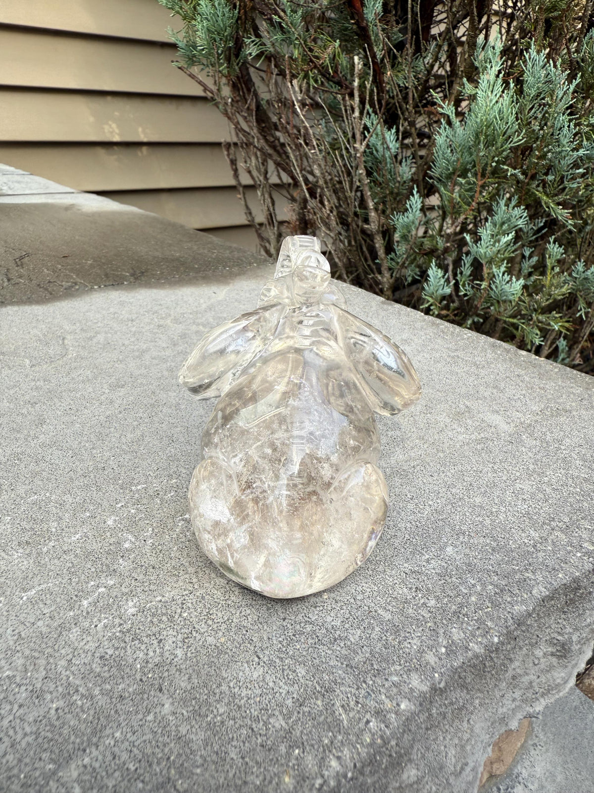 Garden Quartz Elephant Crystal Carving • Hand Carved Lodolite Animal Figurine